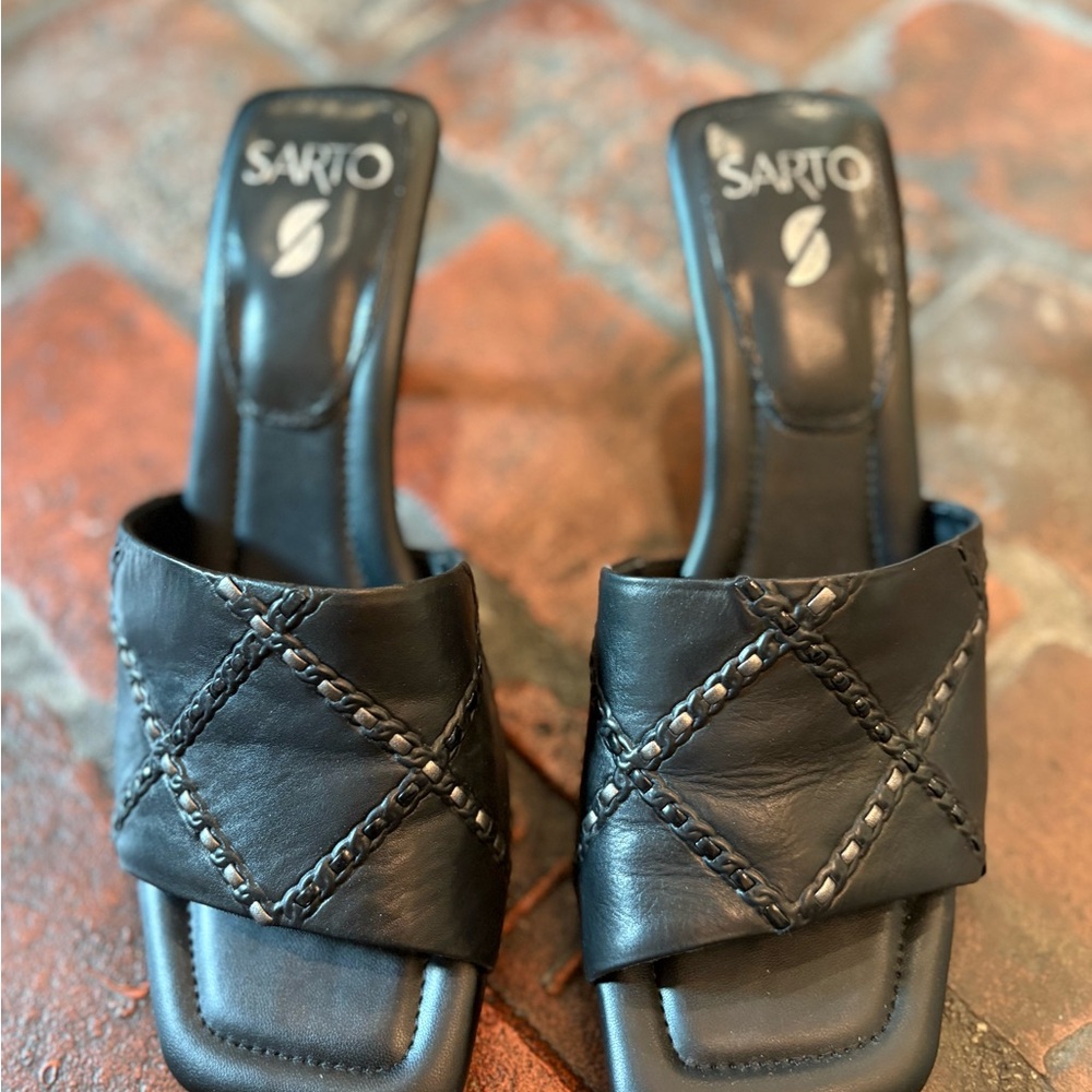 SARTO By Franco Sarto Black Woven Sandals